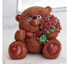 Шоколадная фигурка «Мишутка с букетом №3» (10 см, 450 гр.)