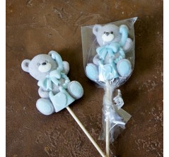 Шоколадная фигурка «Мишка на палочке» (6,5 см, 30 гр., цветная глазурь)