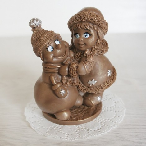Шоколадная фигурка «Снеговик и снегурочка» (9 см, 200 гр.)