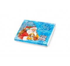 Новогодний шоколадный набор «пенал» из 12 шоколадок 5г [60г] «Дед Мороз и щенок» шоколад с логотипом заказчика
