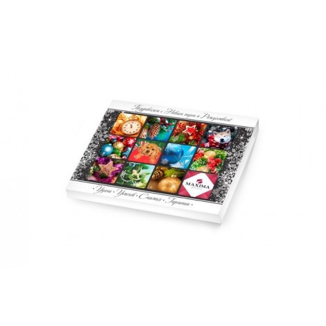 Новогодний шоколадный набор «Пенал» из 12 шоколадок 5г [60г] коробка «Мозаика» шоколад с лого заказчика